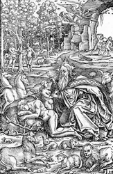 La Creazione di Eva, dalla Bibbia di Lutero, 1550